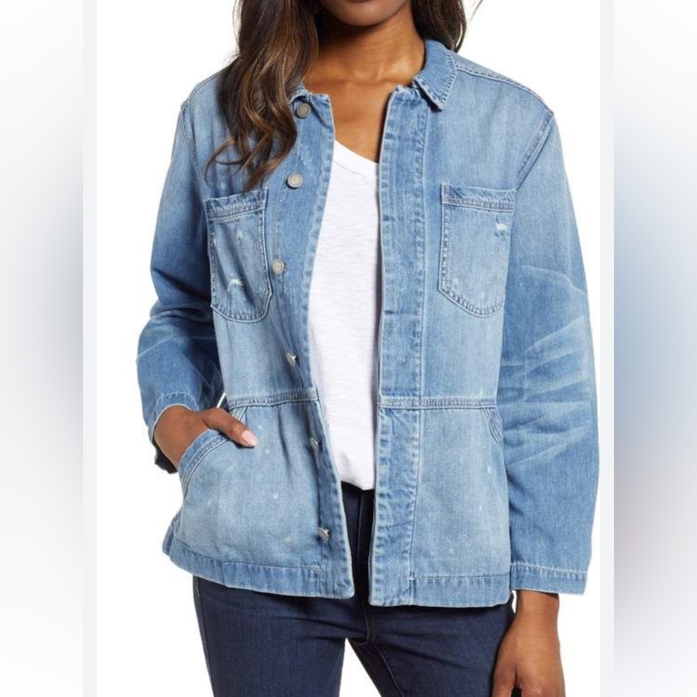 Democracy Blue Distressed Denim Jean Jacket